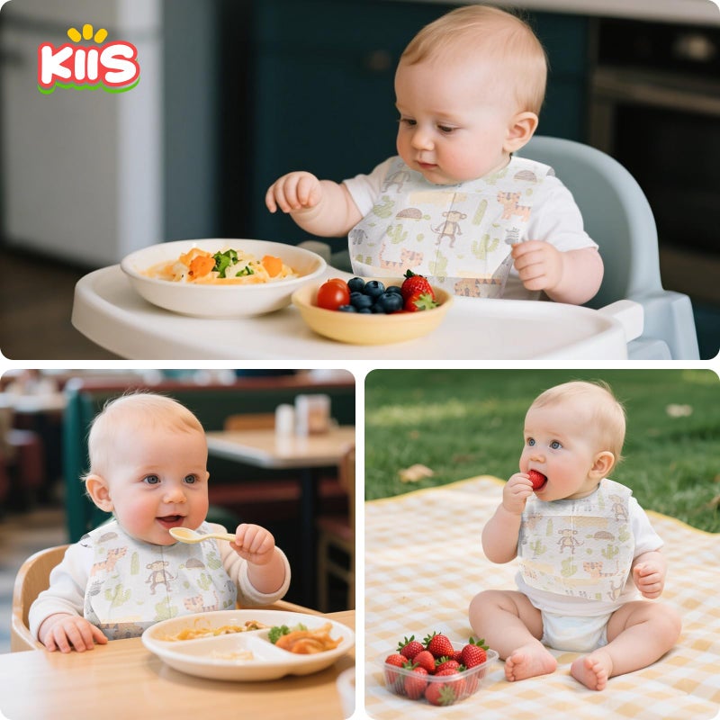 KIIS Disposable Baby Bibs for Baby Boys and Girls - Individually Packaged - Hygienic, Soft and Leakproof Baby Bibs (60 PCS) (Animal) - Image 3